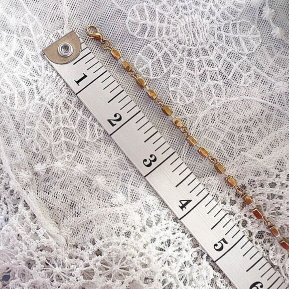 Anklet, Choker or Child’s Gold Box Bead Necklace 12" w 4" Extender - Picture 8 of 9